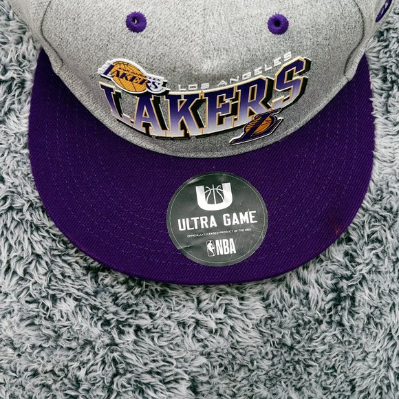 Los Angeles Lakers Dark Purple - Gray NBA Fools Snapback Ultra Game cap hat - Picture 4 of 9